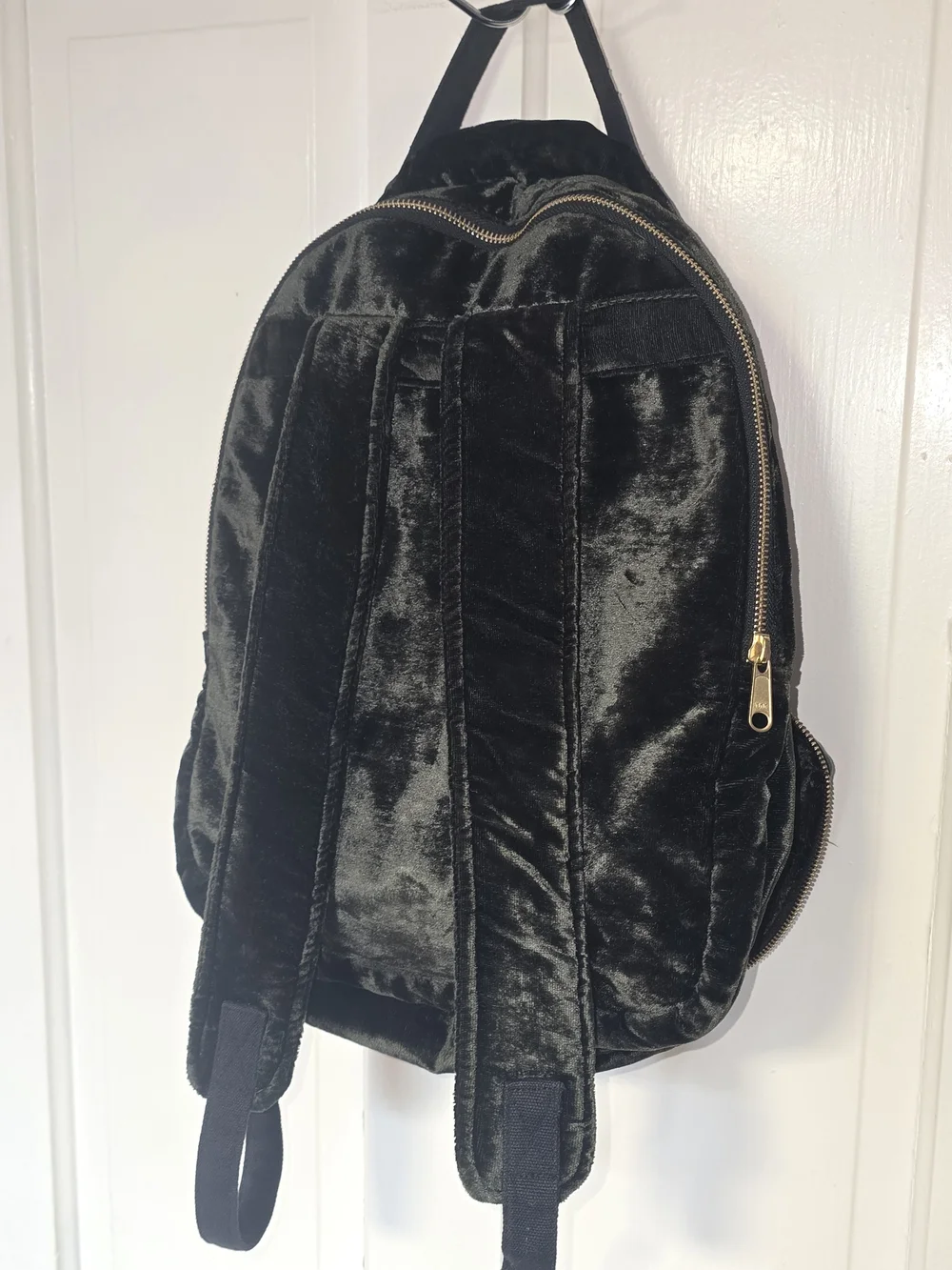 World Market Green Velvet Floral Embroidered Backpack - Boho Cottagecore Bag